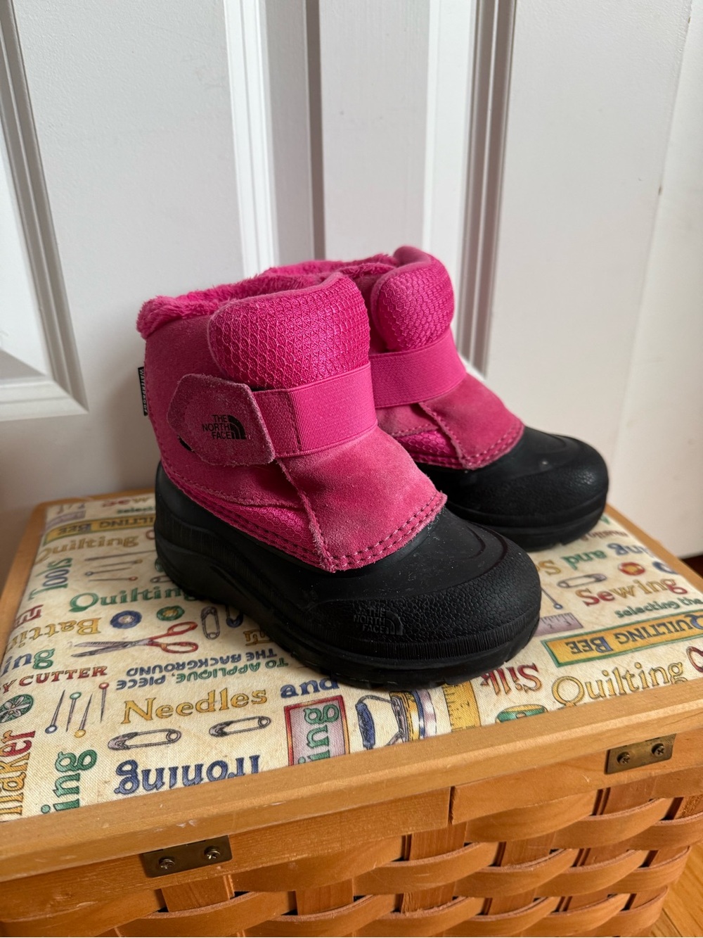 The North Face Hot Pink and Black Kids Waterproof Winter Boots